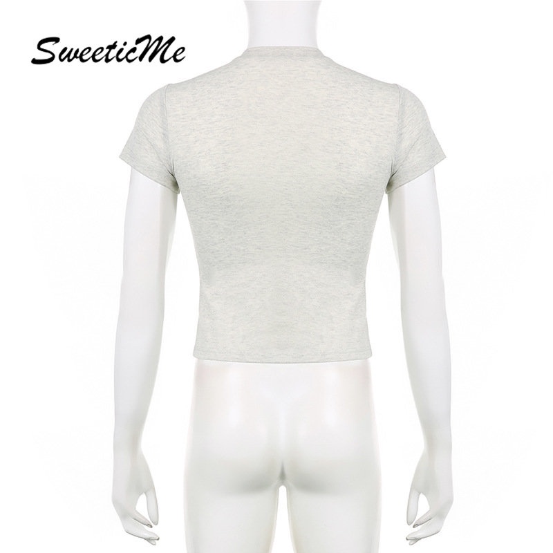 Áo Thun Tay Ngắn Cổ Tròn In Hình Thỏ Phối Màu Tương Phản Thời Trang 2023 Cho Nữ