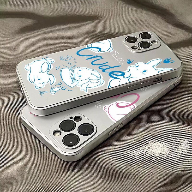 Ốp Điện Thoại TPU Silicone Mềm Mạ Điện Chống Sốc In Hình Thỏ Đáng Yêu Cho IPhone 14 11 13 12 Pro Max XS XR X 8 + 7 6S Plus
