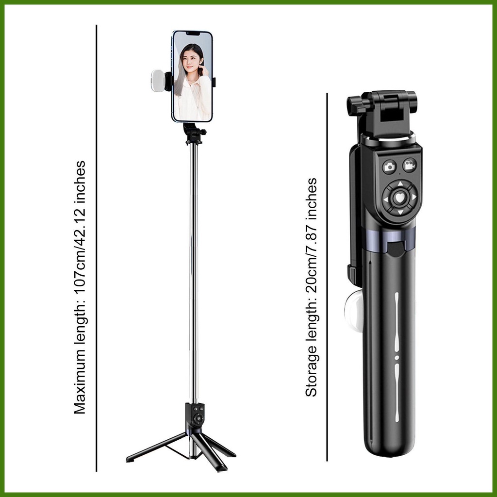 Giá Đỡ Ba Chân Mini Không Dây Điều Khiển Từ Xa Kèm Đèn Tròn Cố Định Cho Chụp Ảnh Selfie