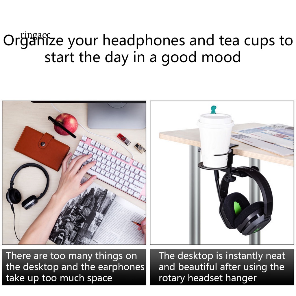 Móc Treo Tai Nghe Cốc Uống Nước Bằng Hợp Kim Nhôm Xoay Được 2 Trong 1 Đa Năng Dành Cho Gia Đình