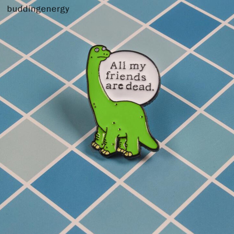 {BUDDI} Trâm Cài Áo Kim Loại Tráng Men Hình Khủng Long Xanh Lá Hoạt Hình Dễ {buddingenergy}