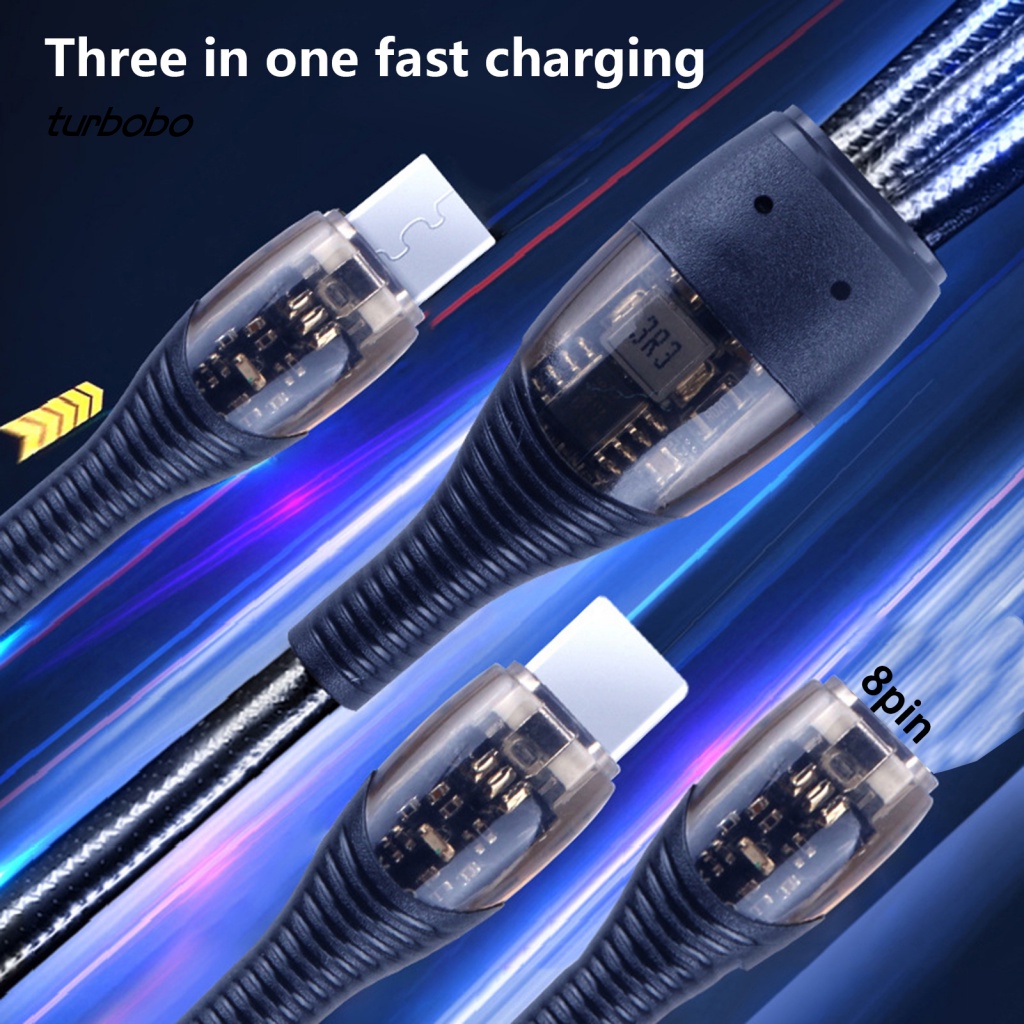 Cáp Sạc Lightning / Type C / Micro USB Dài 1.2m 3 Trong 1