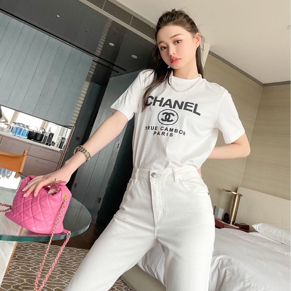 Áo Thun Cotton Tay Ngắn Cổ Tròn In Logo Thời Trang Cho Nam Và Nữ XS-3XL