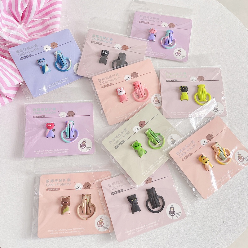 Vỏ Bảo Vệ Dây Cáp Sạc USB Bằng Silicon Họa Tiết Hoạt Hình Dễ Thương