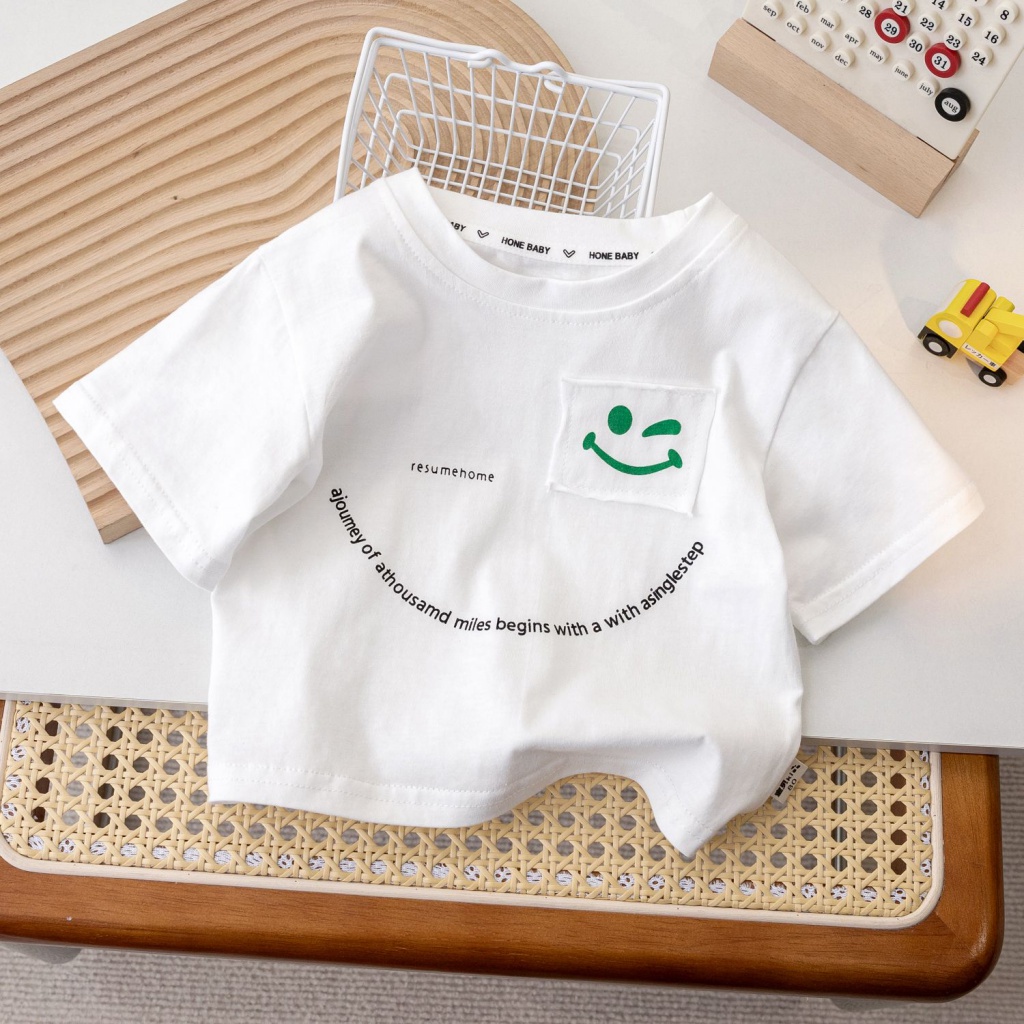 MNGRL Áo Thun Tay Ngắn Cotton Thoải Mái Cổ Tròn In Hoạt Hình Mùa Hè Cho Bé Trai Bé Gái