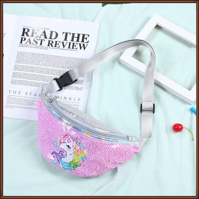 Túi Đeo Hông Bằng Da Pu Hình Kỳ Lân Đính Kim Sa Thời Trang Dành Cho Trẻ Nhỏ