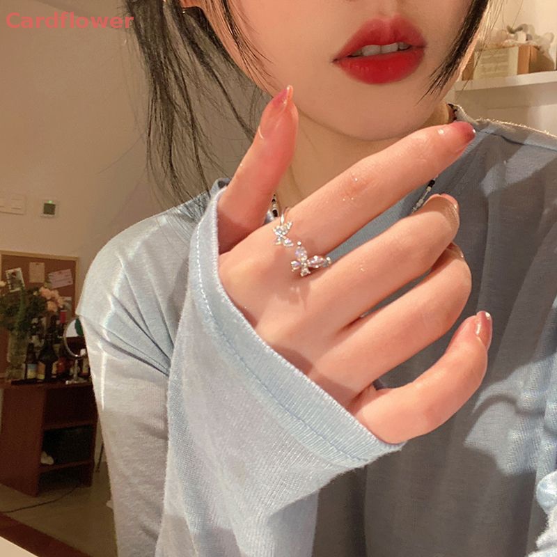Nhẫn Hình Bướm Bằng Hợp Kim Lấp Lánh Có Thể Điều Chỉnh Phong Cách Hàn Quốc Mới