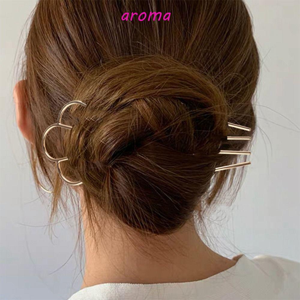 Lược Cài Tóc Kim Loại Hình Chữ M Phong Cách Hàn Quốc Cổ Điển Cho Nữ