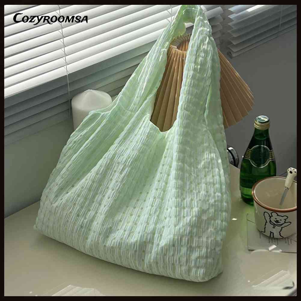 Túi Xách Tote Mềm Gấp Gọn Họa Tiết Sọc Caro Thời Trang Cho Nữ