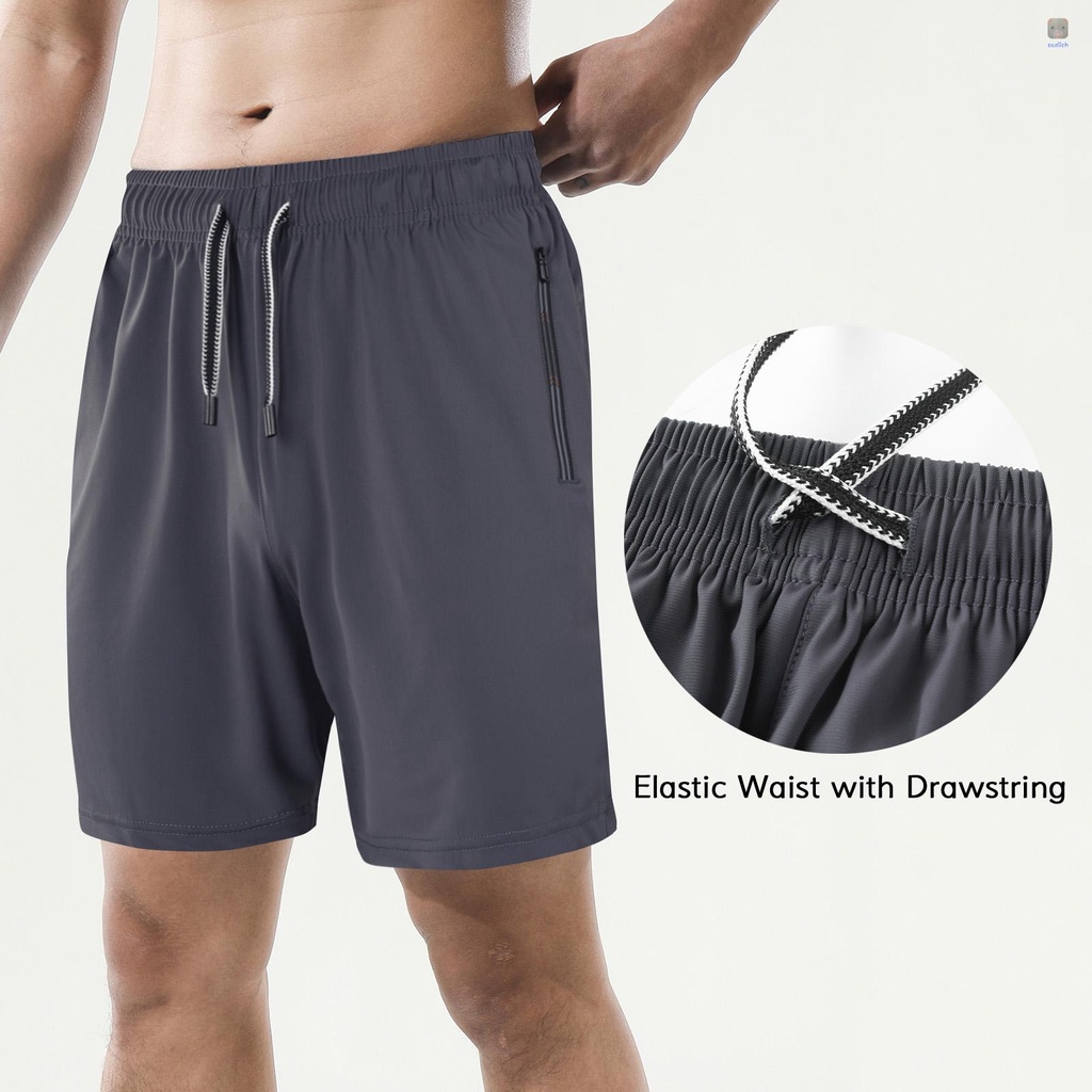 Quần Short Thể Thao Lưng Thun Siêu Nhẹ Phối Túi Khóa Kéo Thời Trang Cho Nam