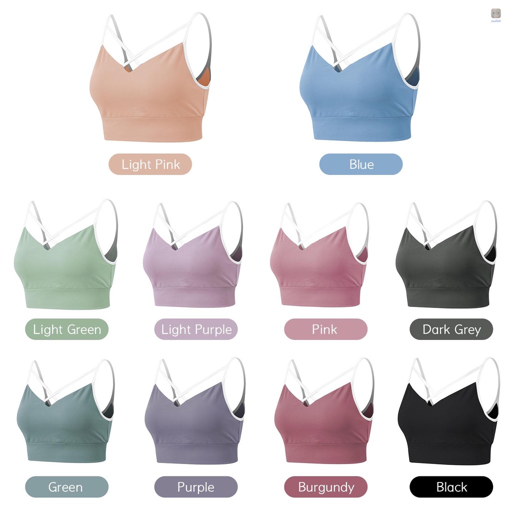 Áo Ngực Thể Thao Dây Chéo Lưng Có Mút Đệm Tháo Rời Được Tiện Lợi Dành Cho Nữ
