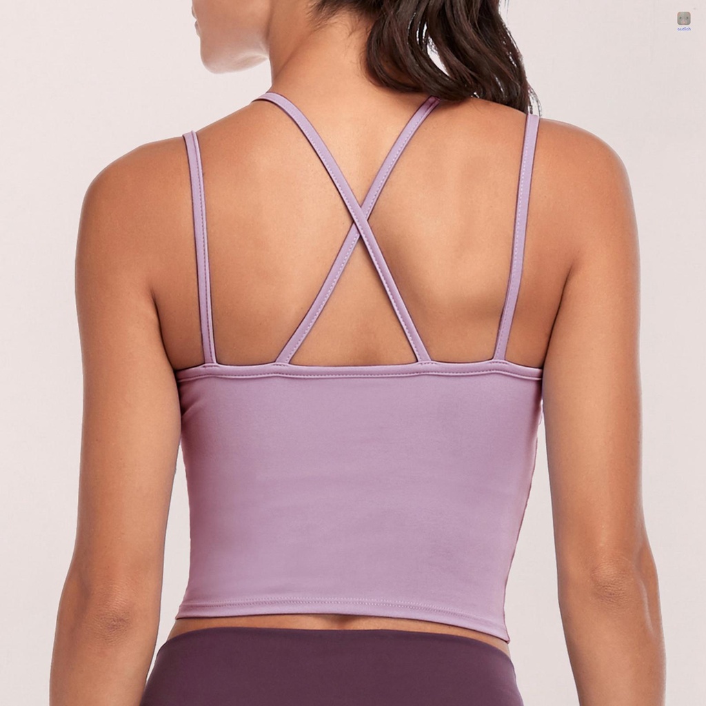 Áo Ngực Thể Thao 2 Trong 1 Có Mút Đệm Dây Đan Chéo Lưng Thời Trang Cho Nữ