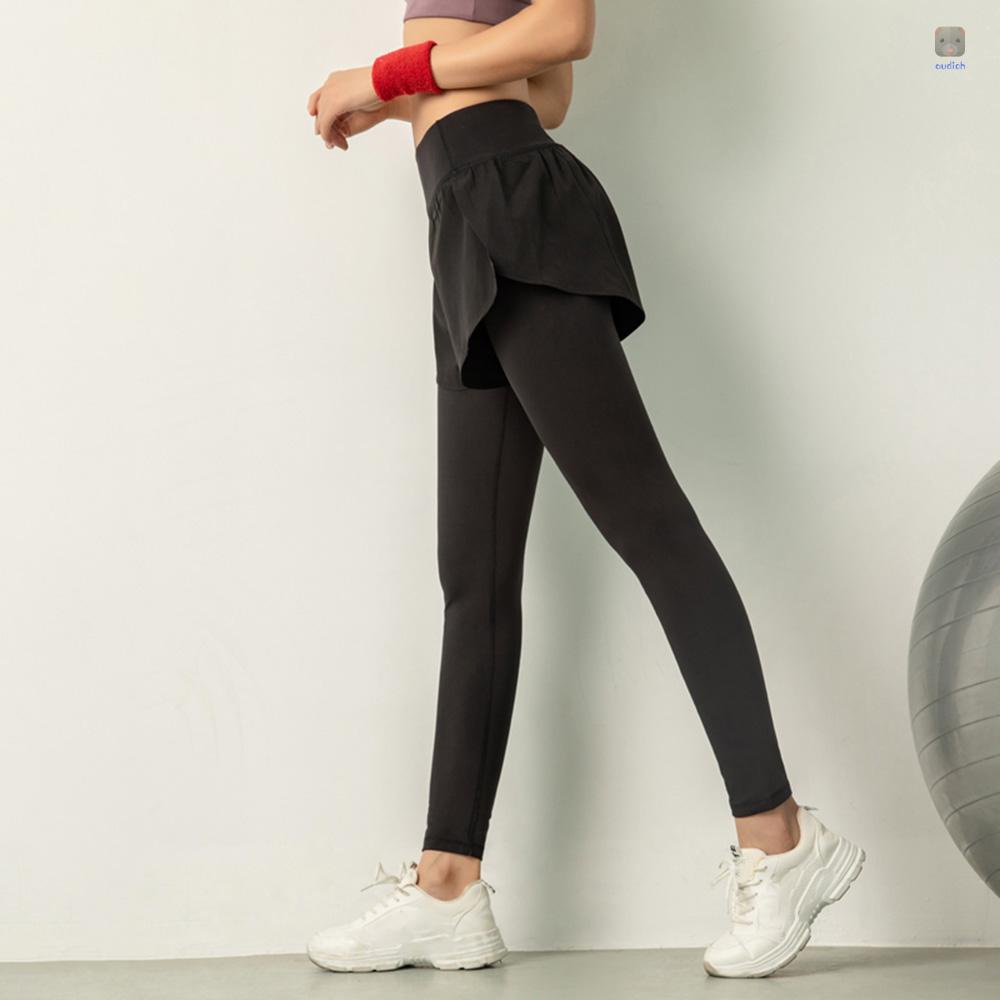 Quần Legging Thể Thao 2 Trong 1 Lưng Cao Co Giãn Tốt Nhanh Khô Không Đường May Thời Trang Cho Nữ