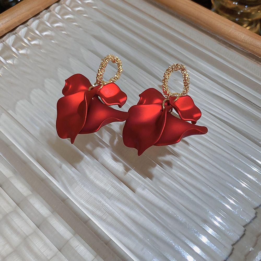 Mxgoods Khuyên Tai Thả Hình Cánh Hoa Tinh Tế Bằng Hợp Kim Acrylic Phong Cách Hàn Quốc Cho Nữ