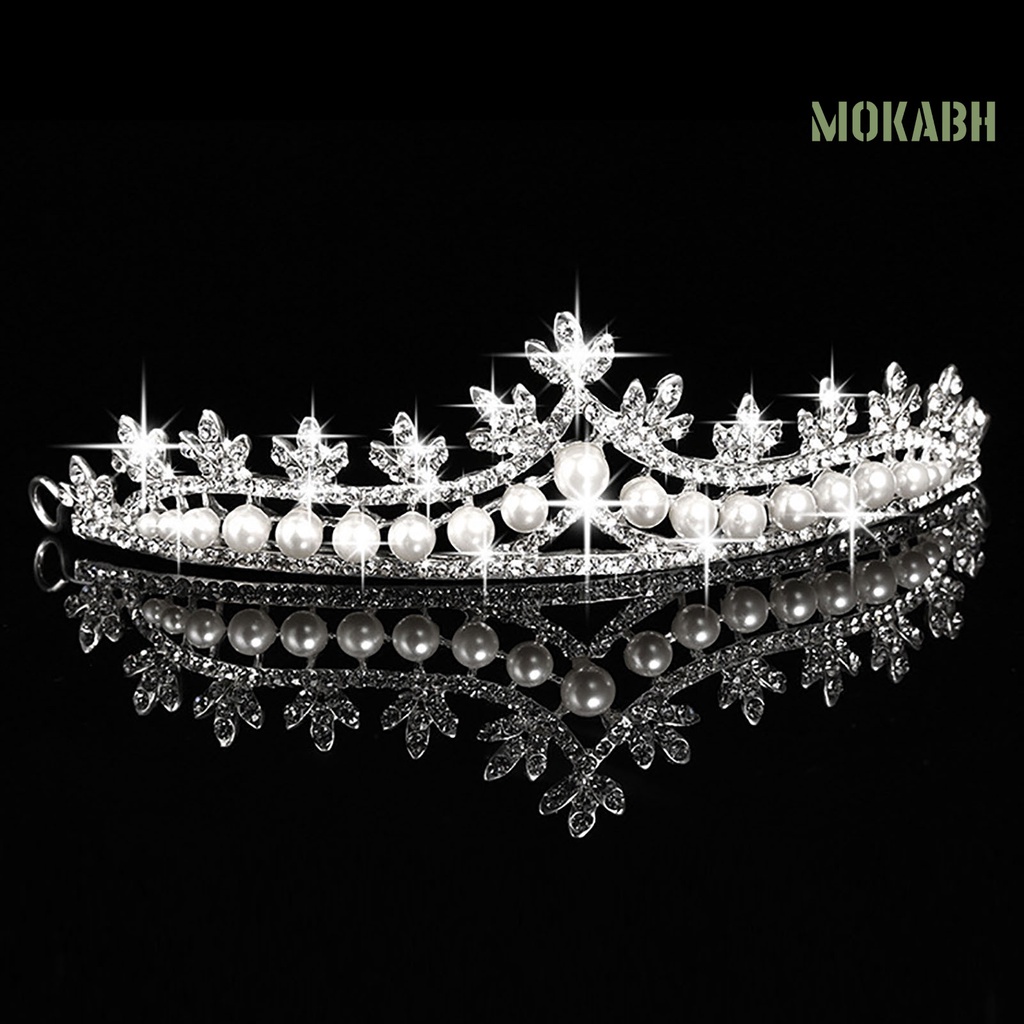 Cài Tóc Hình Vương Miện Đính Đá Và Ngọc Trai Giả Bằng Hợp Kim Thời Trang Cho Nữ