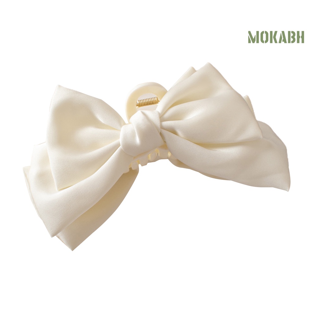 Kẹp Tóc Nơ Lớn Bằng Satin Màu Trơn Phong Cách Hàn Quốc Ngọt Ngào Dành Cho Nữ