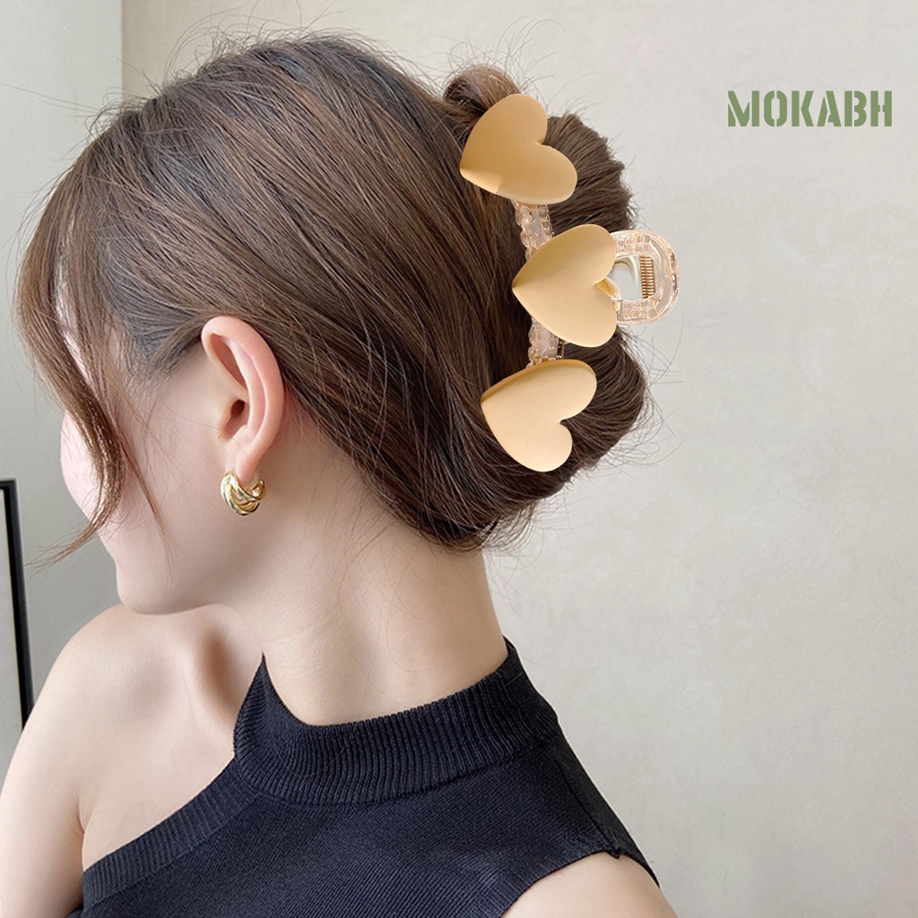 Kẹp Tóc Càng Cua Hình Trái Tim Trong Suốt Co Giãn Chống Trượt Thời Trang Cho Nữ