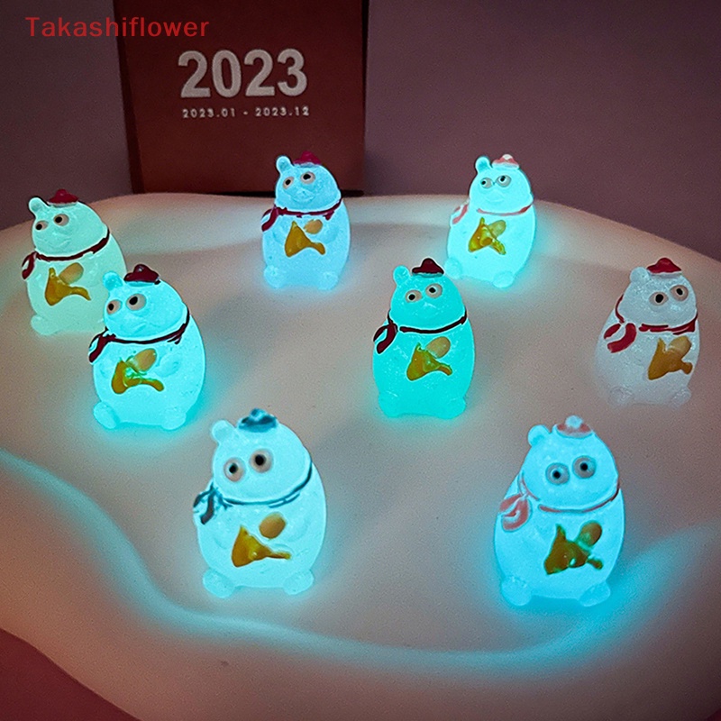 Set 2 Chú Gấu Dạ Quang Bằng Nhựa Resin Dễ Thương Dùng Trang Trí Xe Hơi
