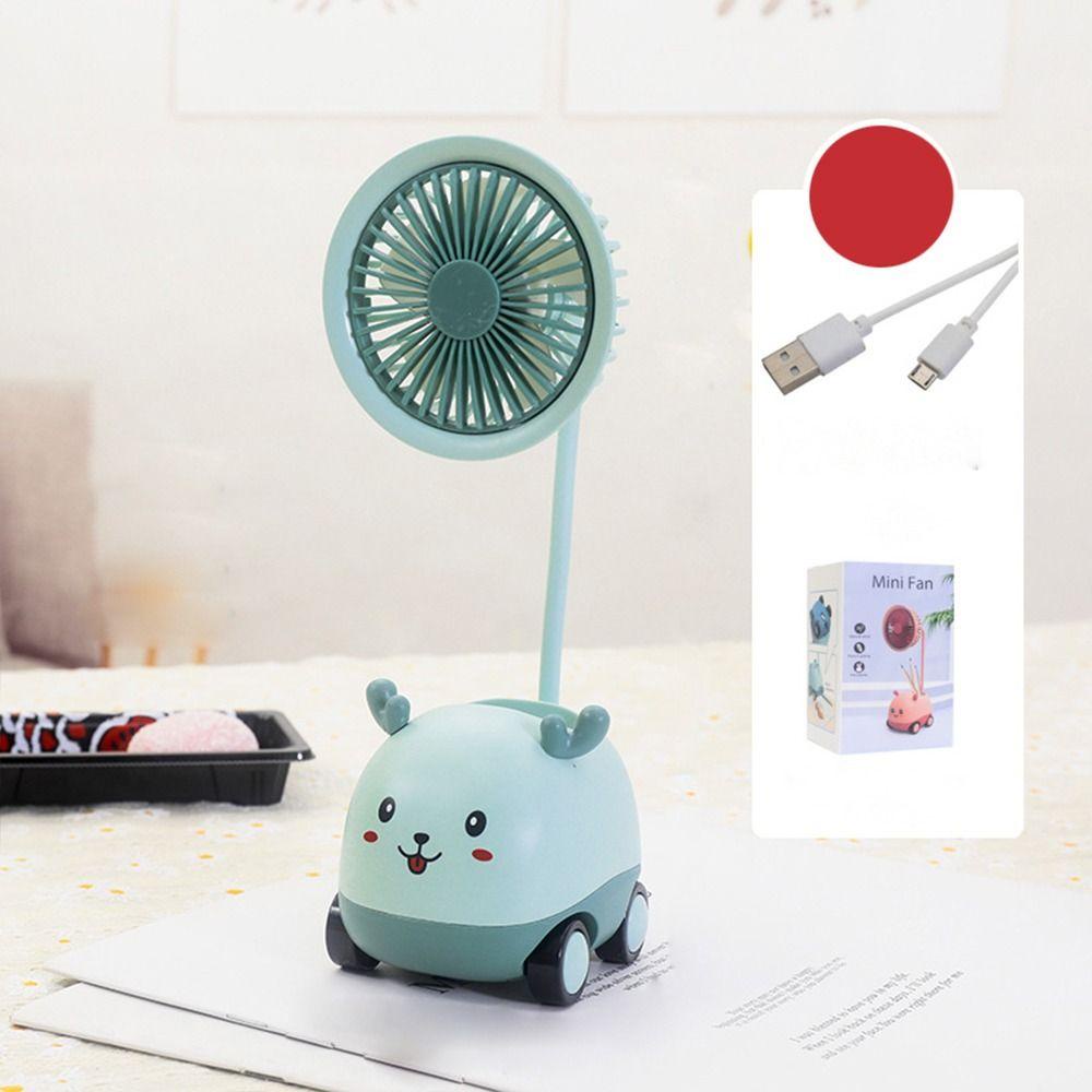 Hộp Đựng Bút Để Bàn Họa Tiết Hoạt Hình Sáng Tạo Kèm Quạt Và Đồ Chuốt Cho Học Sinh / Văn Phòng