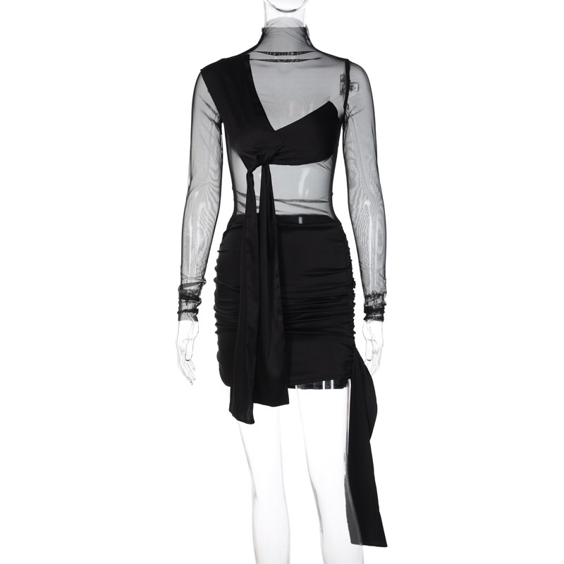 Đầm Dài Tay Phối Lưới Quyến Rũ Thời Trang Dành Cho Nữ