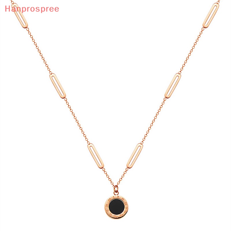 Hanprospree > Vòng cổ Hai Mặt Hình Tròn Bằng Thép Titan Màu Trắng Đen Cá Tính Dễ Phối Đồ Dành Cho Nữ