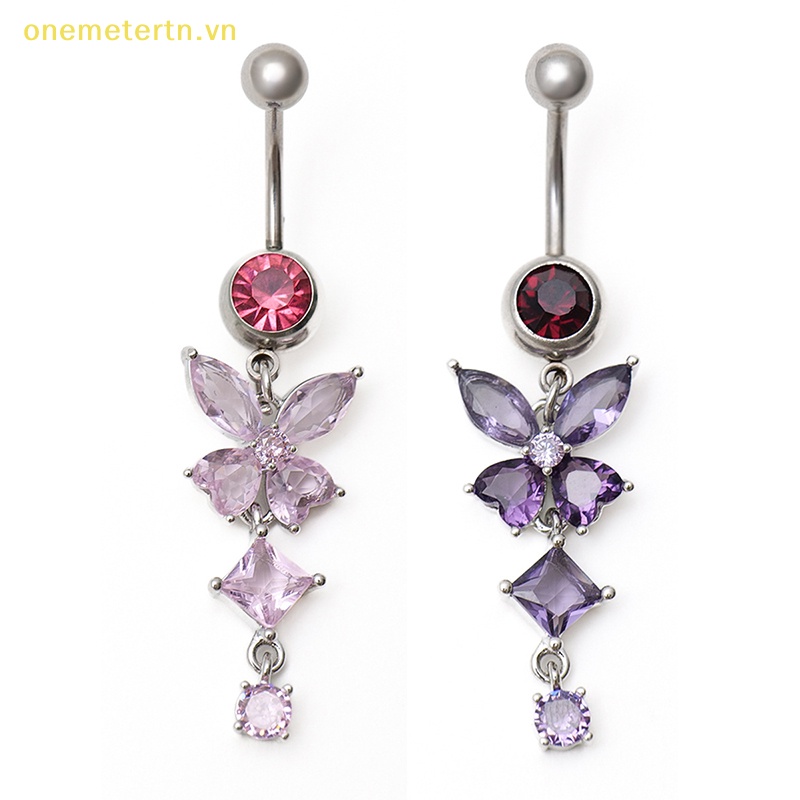 Khuyên Rốn Hình Bướm Bằng Thép Không Gỉ Đính Đá Zircon Thời Trang Dành Cho Nữ