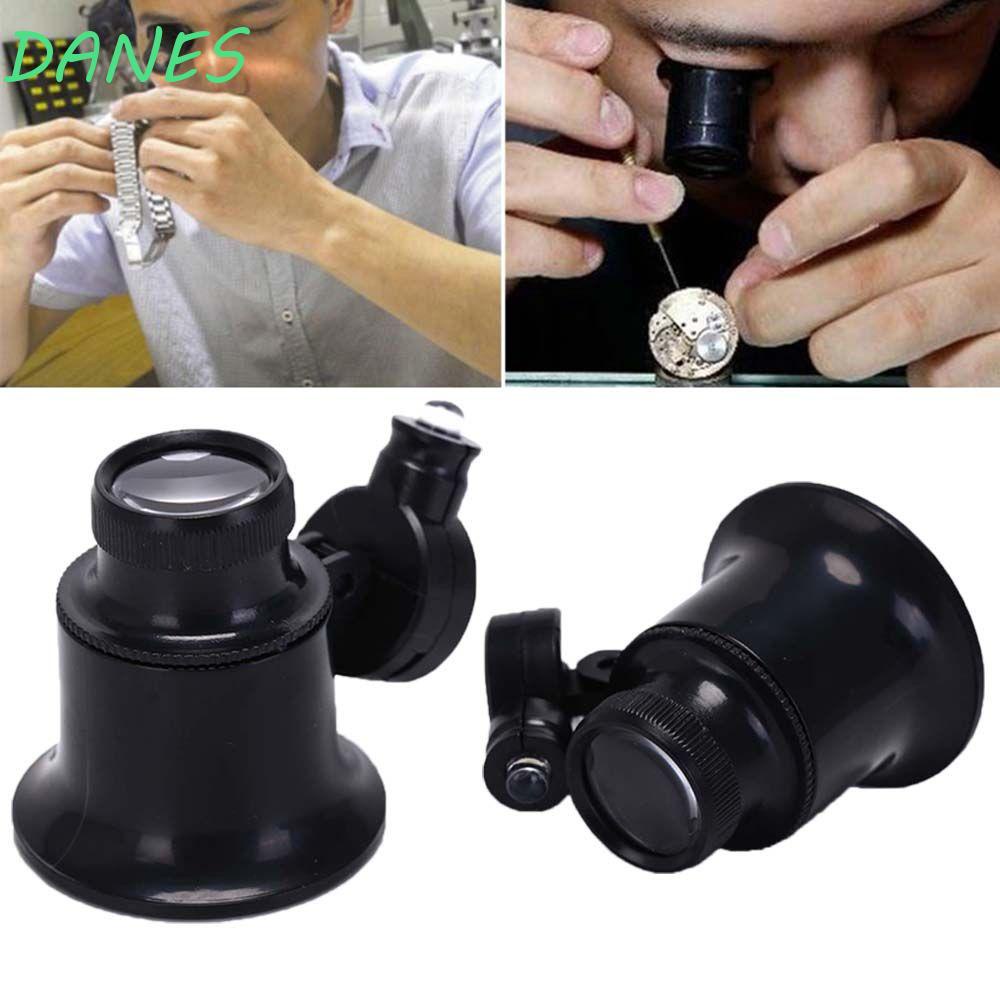 Kính Lúp Cầm Tay Mini Bằng Acrylic ABS Có Đèn LED Phóng To 20 Lần Hỗ Trợ Sửa Chữa Đồng Hồ