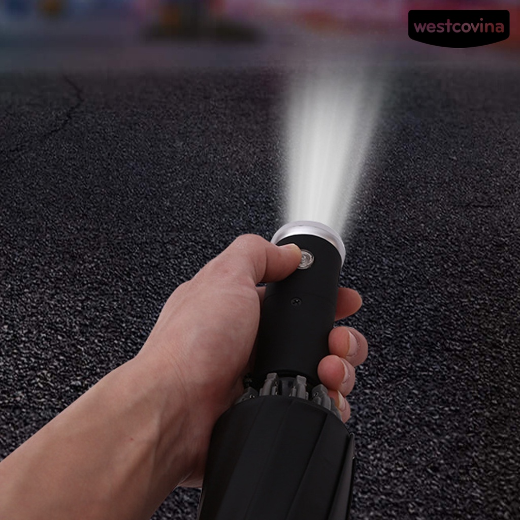 [COD]☁Dù Gấp Ba Khúc Có Đèn LED Phản Quang Tự Động