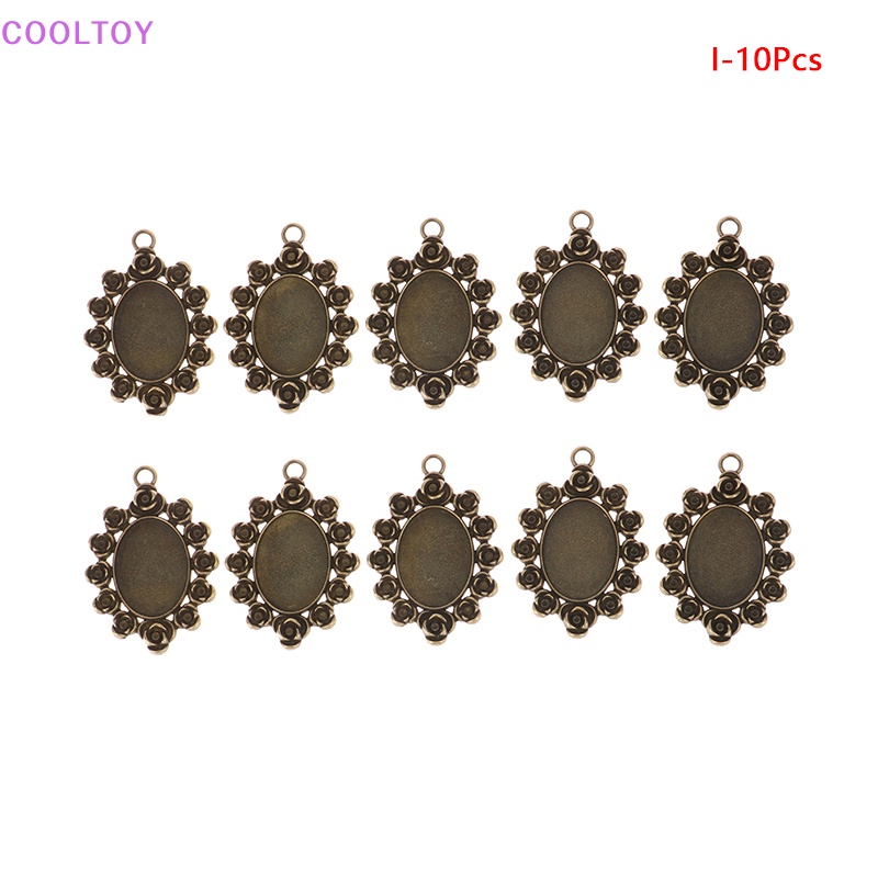 Set 10 Đế Đỡ Mặt Dây Chuyền Hình Oval 18 * 25MM Phong Cách Cổ Điển