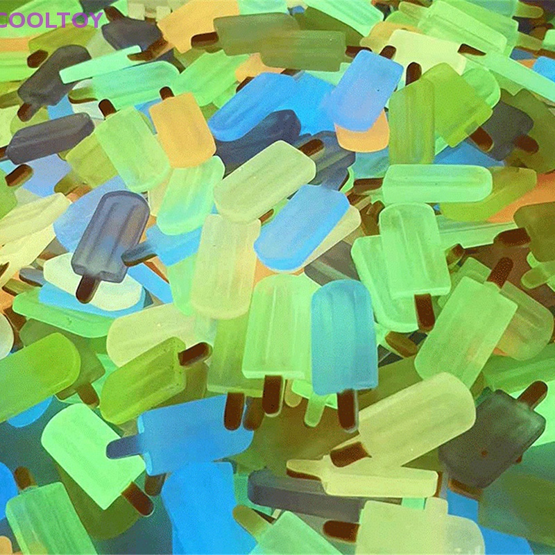 Set 10 Kẹp Tóc Hình Que Kem Dạ Quang Bằng Resin Resin DIY Đáng Yêu Đa Ứng Dụng