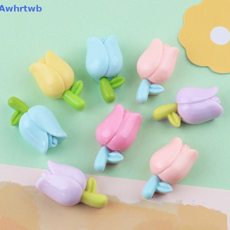 Set 10 Phụ Kiện Kẹp Tóc Hình Hoa Tulip Chất Liệu Resin Dễ Thương DIY Mới