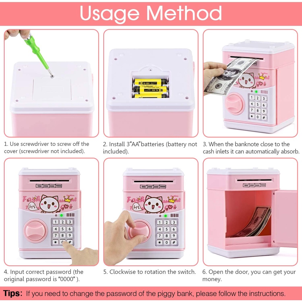 Ống Heo Tiết Kiệm Tiền Hình Mèo Cinnamoroll Hoạt Hình Có Mật Khẩu Cho Trẻ Em