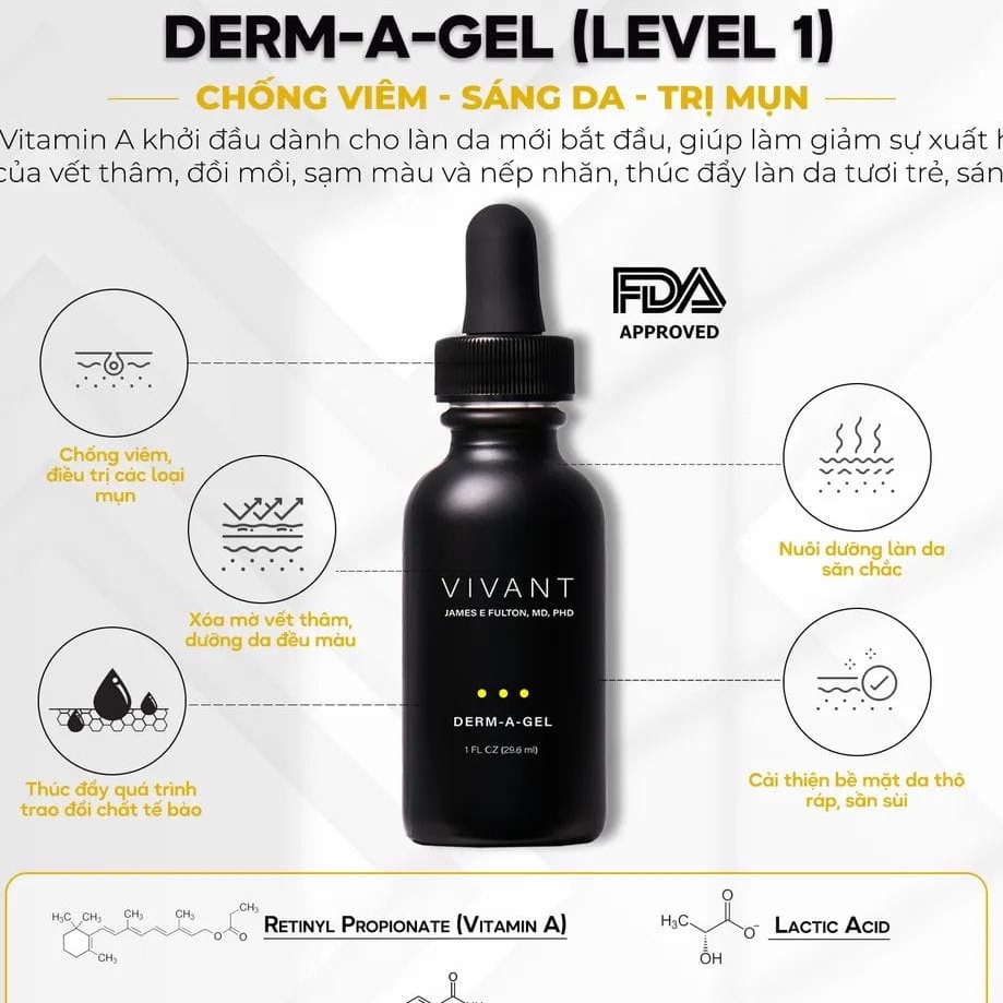 Tinh Chất Vivant Derm-A-Gel Chống Lão Hóa, Giảm Mụn, Làm Đều Màu Da 30ml