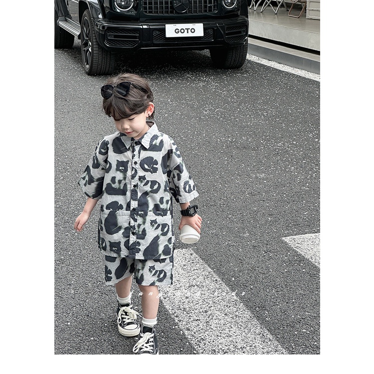 Set Áo Sơ Mi Ngắn Tay Và Quần Short Thời Trang Mùa Hè Mới 2023 Cho Bé Trai