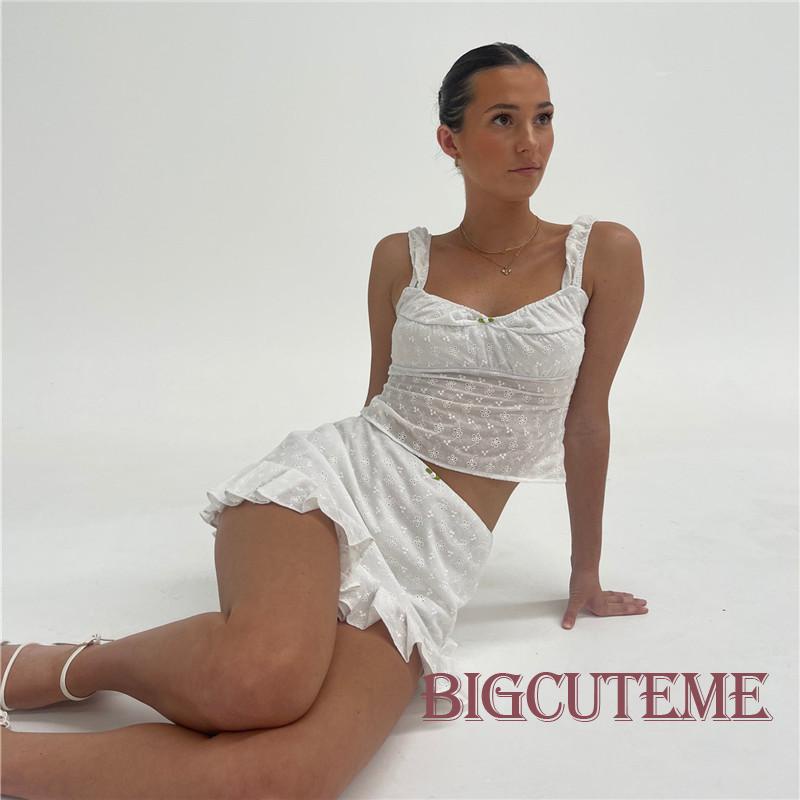 Set Đồ Mùa Hè 2 Món Gồm Áo Hai Dây Buộc Dây Họa Tiết Hoa Hở Lưng + Chân Váy Xếp Ly Mini Quấn Hông Cho NữBộ Đồ Chơi Thiết Kế Độc Đáo Sáng Tạo Dành Cho Bé