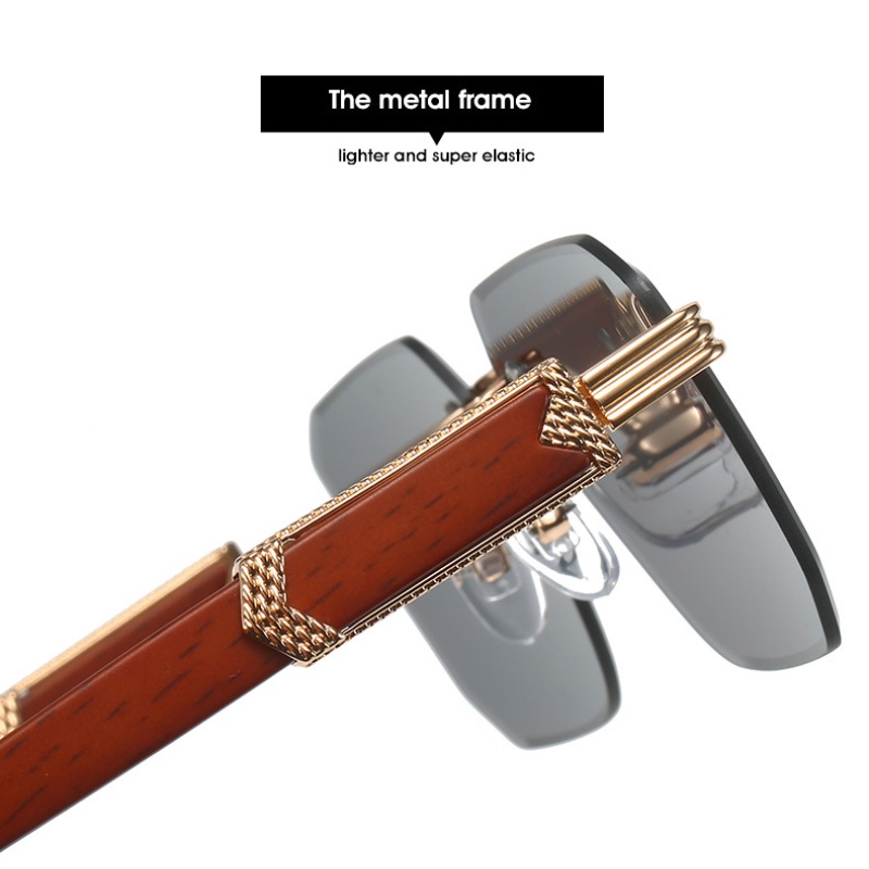 Kính Mát Gọng Gỗ Hình Chữ Nhật Thời Trang Cho Nam Nữ