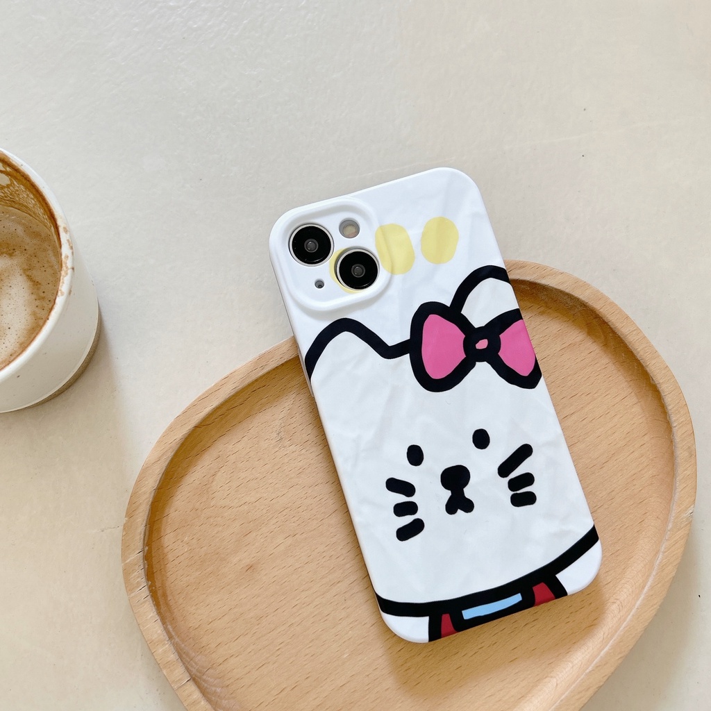 Ốp Điện Thoại PC Cứng Viền Dẻo Họa Tiết Hoạt Hình Chú Mèo Dễ Thương Chống Sốc Cho iPhone 13 12 11 14 Pro Max