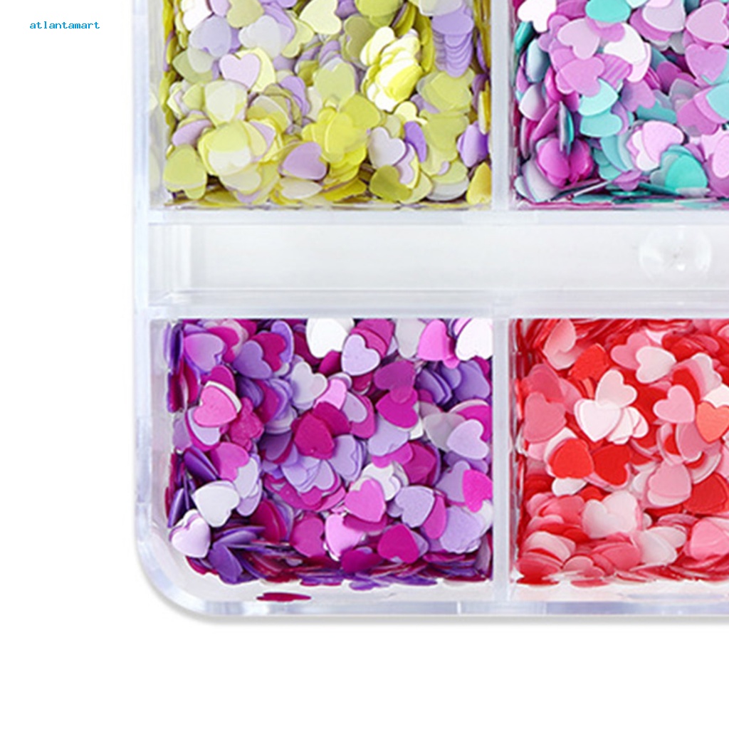 Túi Đựng Đồ Dùng Cao Cấp Tiện Dụng| 1 Hộp 6 Ngăn Đựng Phụ Kiện Trang Trí Móng Tay Nghệ Thuật Không Phai Màu Dễ Dàng Tháo Rời Không Dính Hình Trái Tim