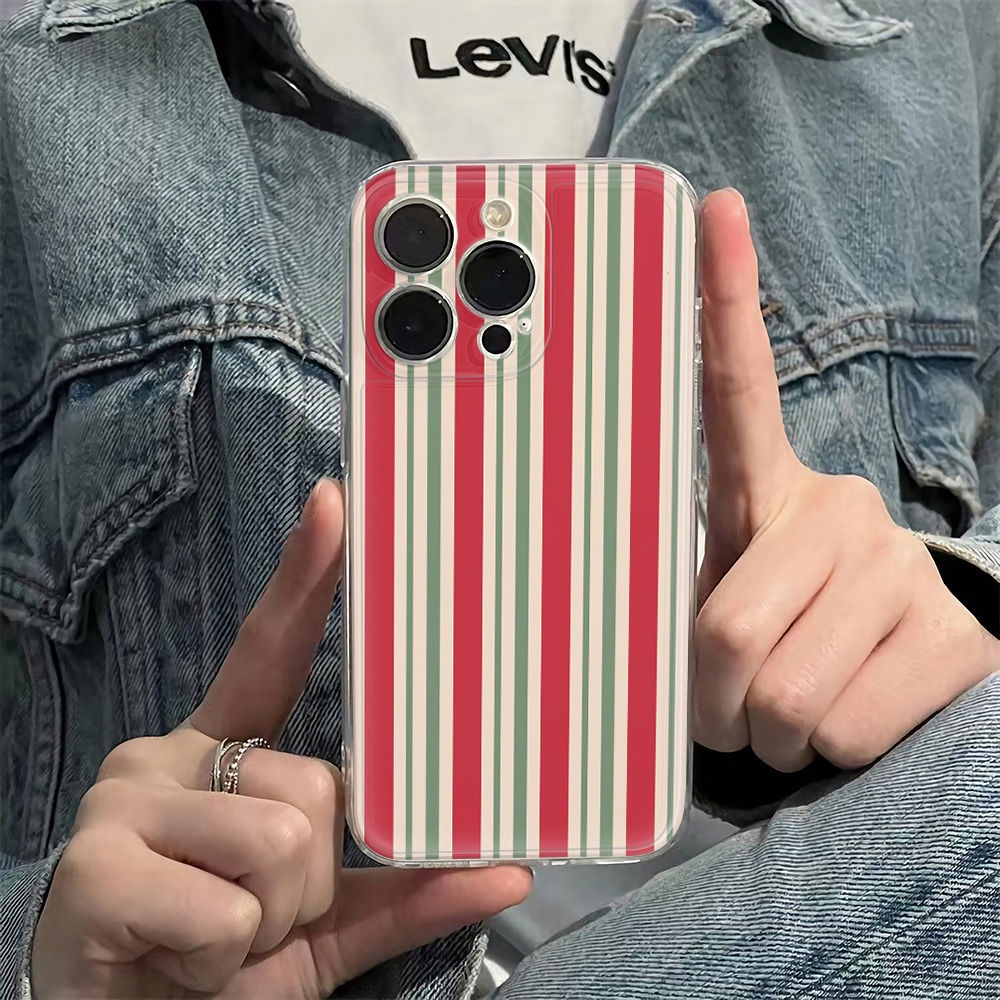 ✅Ốp Điện Thoại Mềm Chống Sốc Họa Tiết Kẻ Sọc Đơn Giản Phong Cách Retro Cho Apple 1378plus14pro iPhone12 6In 11 PKGP
