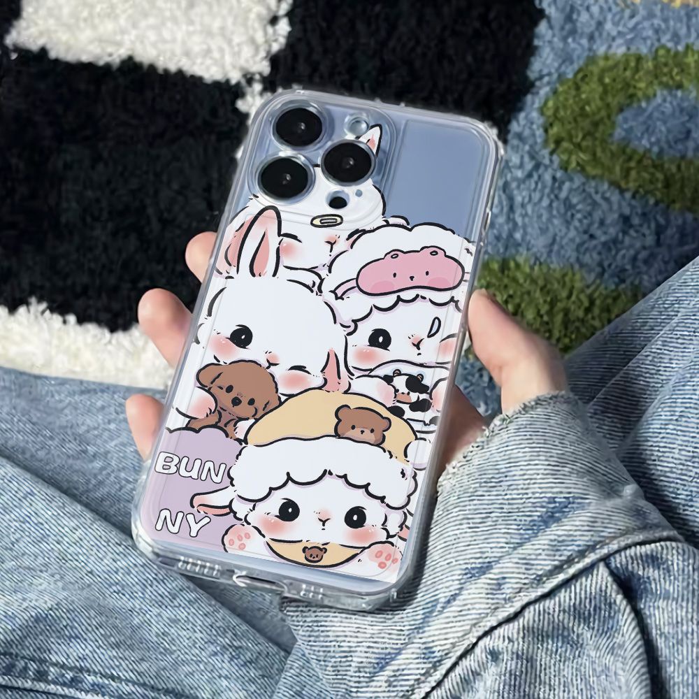 ✅Ốp Điện Thoại Mềm Chống Sốc Họa Tiết Chú Cừu Mặc Đồ Ngủ 4 Túi Cho Iphone 1113plus 78 12 14Promax 6In