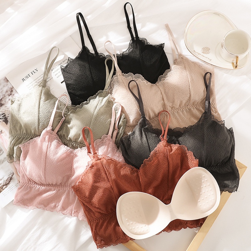 Mới Áo Lót Ren Hoa Màu Trơn Dáng Ôm Gợi Cảm Cho Nữ
