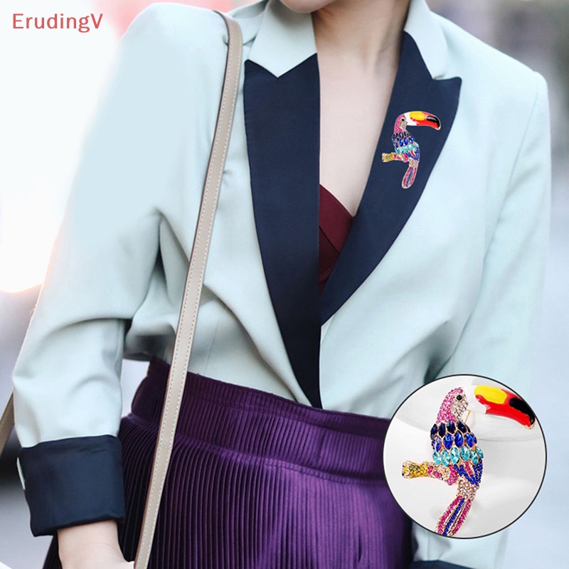 Ghim Cài Áo Hình Chú Vẹt Miệng To Đính Đá Tráng Men Sáng Bóng Thời Trang Cho Nữ