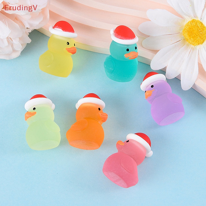 Bộ 2 Chú Vịt Nhựa Resin Phát Quang Dễ Thương Dùng Trang Trí Giáng Sinh Diy