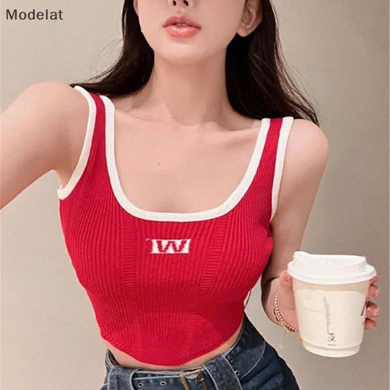 Mfc Áo Dệt Kim Sát Nách Màu Sắc Tương Phản Thời Trang Mùa Hè Quyến Rũ Cho Nữ