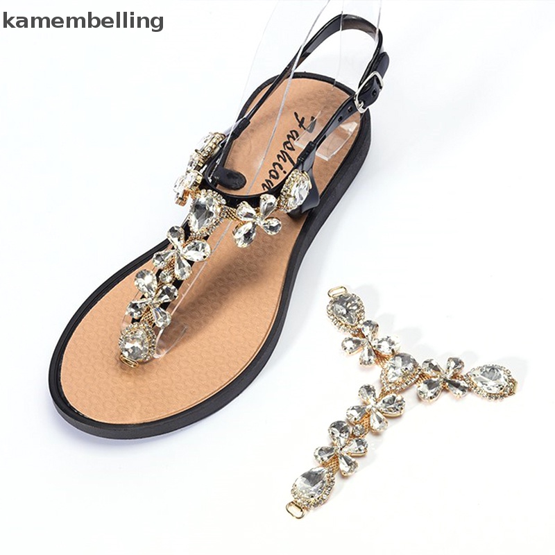 Kamembelling 1 Phụ Kiện Khóa Giày Bikini Đính Đá Kim Cương Giả Màu Vàng / Bạc DIY