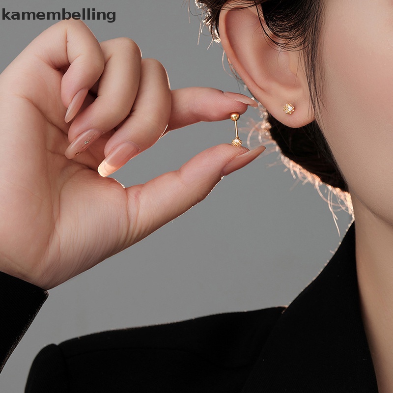 1 Đôi Khuyên Tai Nữ Đính Đá 5mm Thời Trang