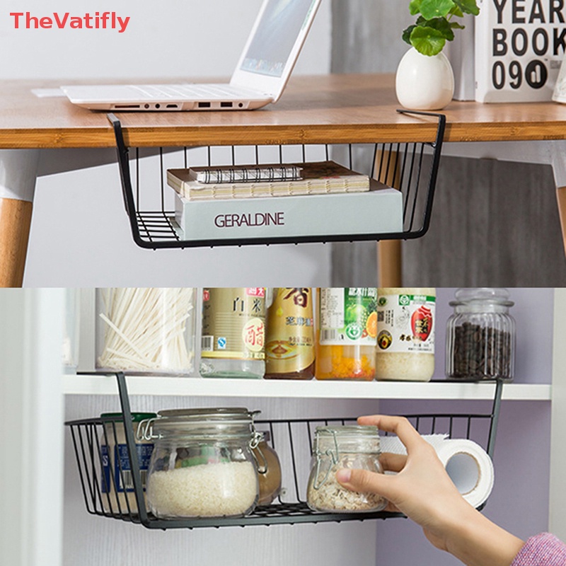 [TheVatifly] Giỏ Sắt Treo Dưới Bàn Đựng Tài Liệu Sắp Xếp Gọn Gàng Cho Nhà Bếp Tủ Quần Áo
