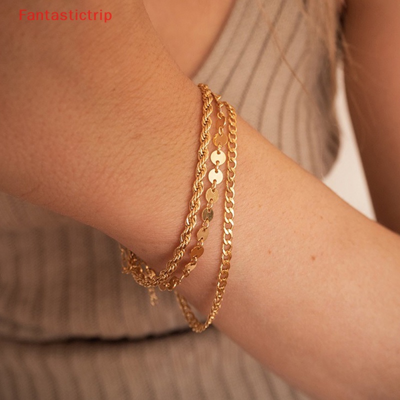 Vòng Tay Dây Xoắn Bằng Thép Không Gỉ Màu Vàng 4MM Phong Cách Hip Hop Punk Thời Trang Cho Nữ