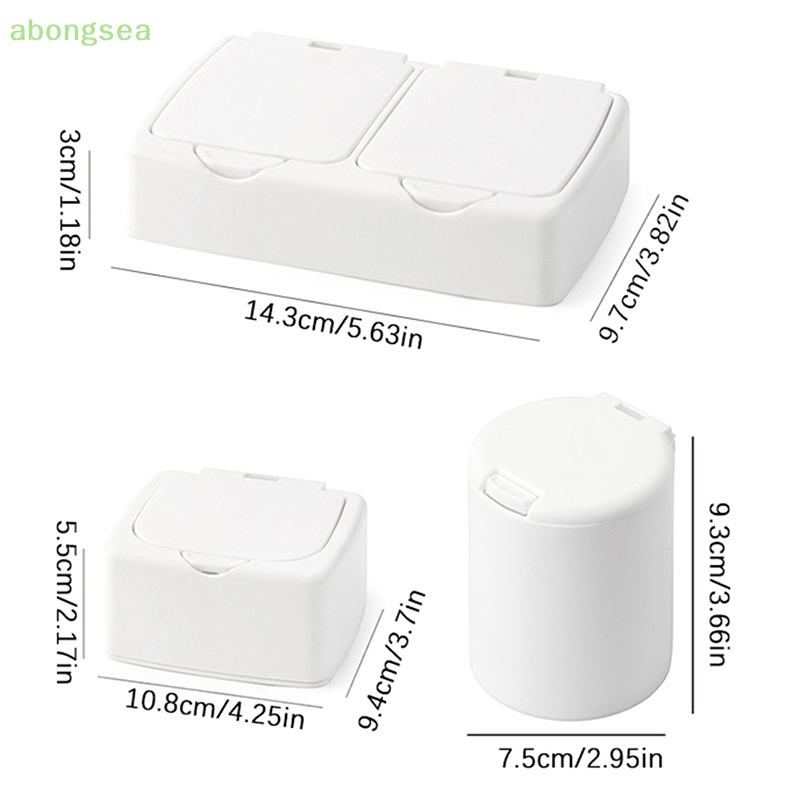 Abongsea Hộp Đựng Tăm Bông Cotton Hai Ngăn Hình Chữ Nhật Nhỏ Đơn Giản