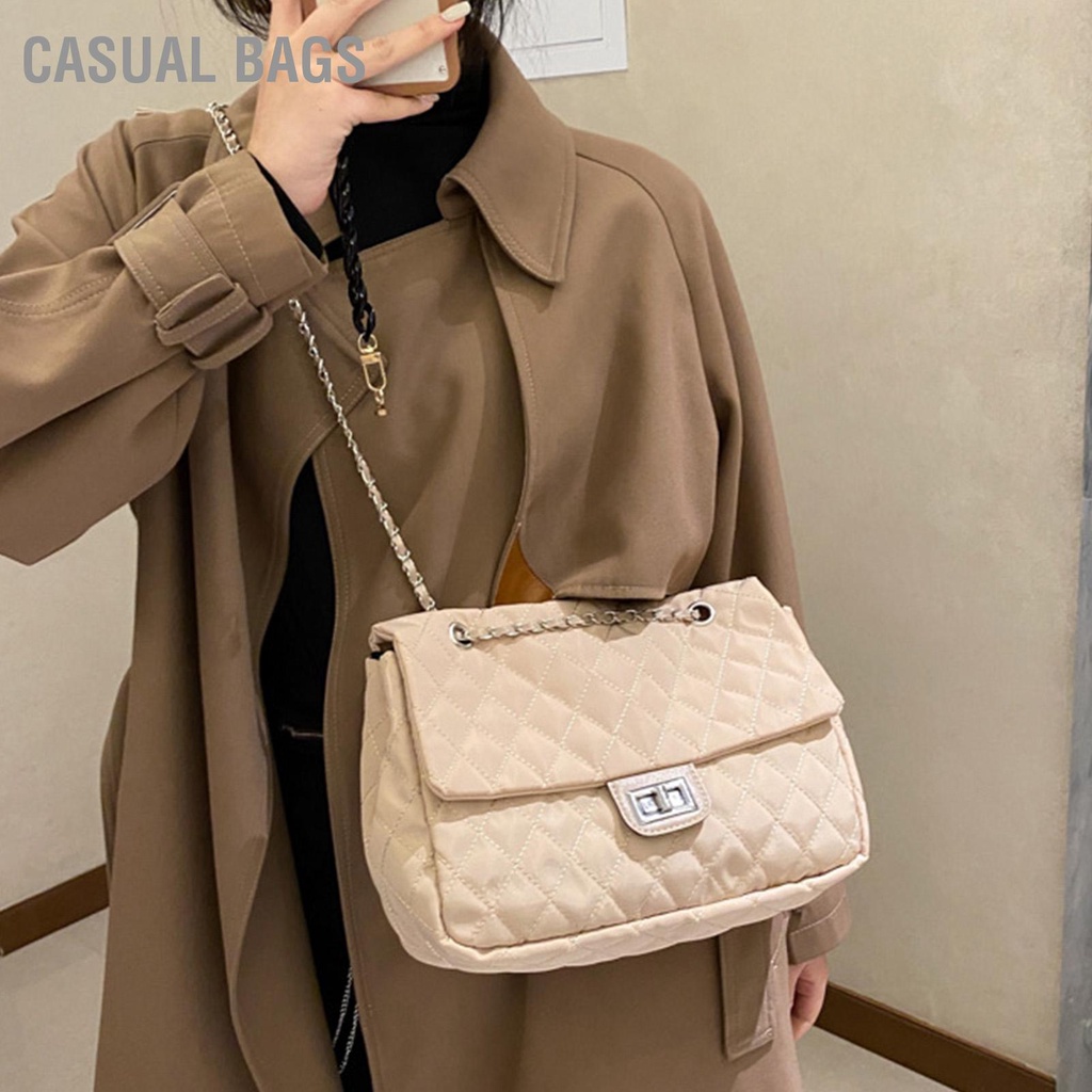 Có hàng sẵn Casual Bags Túi xách nữ dây xích Dung lượng lớn đeo vai thanh lịch sành điệu để sử dụng hàng ngày khi đi làm